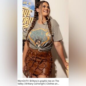 Micas Brown Faux Leather Fringe Mini Skirt NWOT